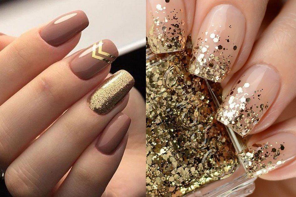 Você sabia que o glitter dourado também pode ser aplicado nas unhas? Em formato de esmalte, ele dá brilho e chama a atenção. Veja ideias!
