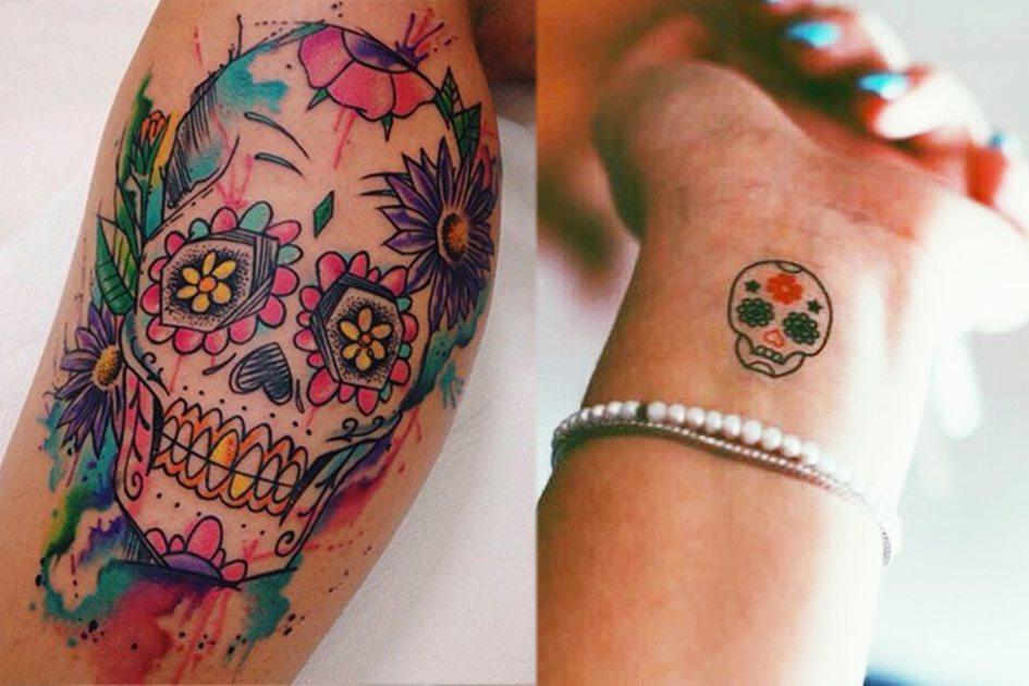 A tatuagem de caveira mexicana é muito utilizada como homenagem aos parentes que já se foram. O símbolo vem da cultura dos povos que habitaram a região do México. Veja ideias para se inspirar e fazer!