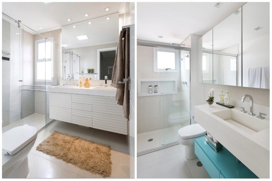 Cores claras ajudam a ampliar o banheiro: inspire-se nos projetos! 