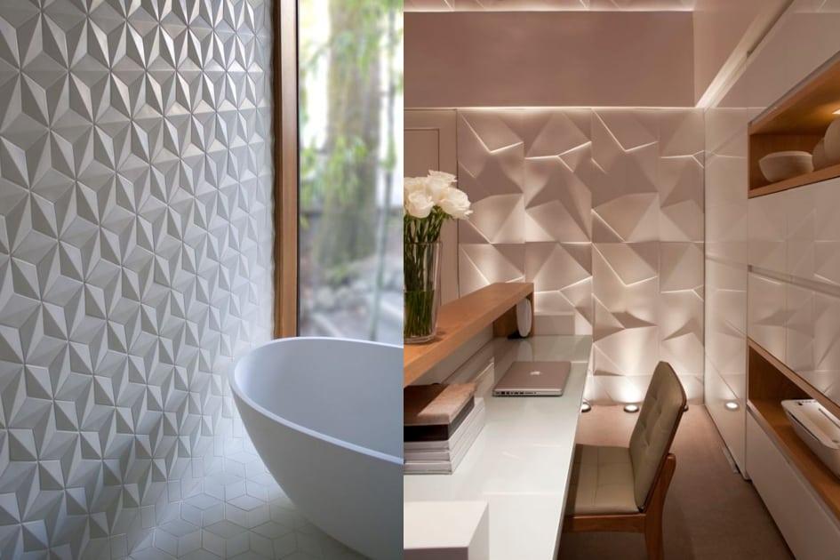 A parede 3D é uma tendência de decoração ideal para modernizar o ambiente de forma discreta e sofisticada. Confira fotos e aposte!