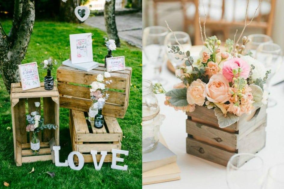 Caixote de madeira em casamento rústico: 10 ideias para decorar a sua festa 
