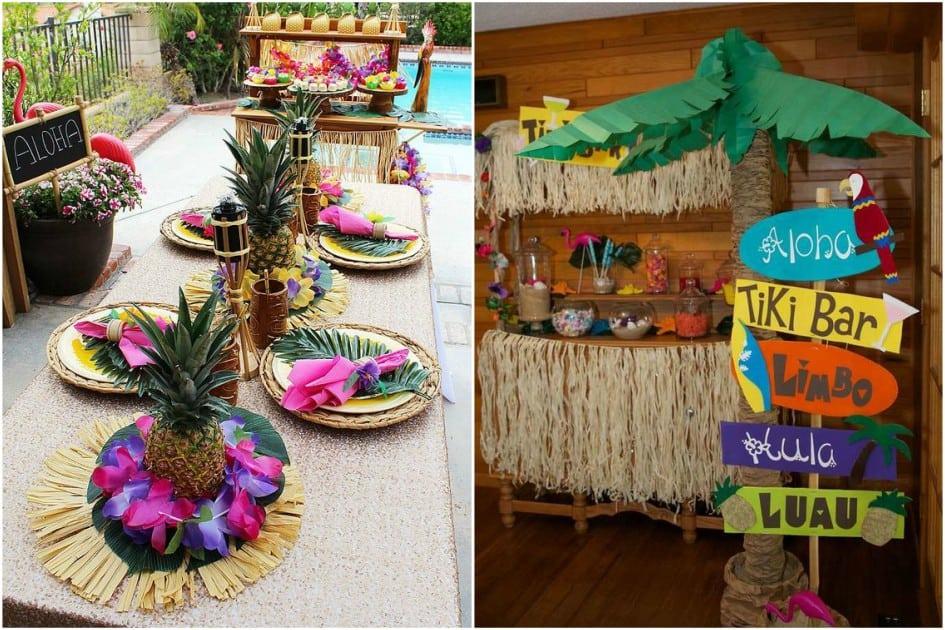 Frutas, folhagens e flores coloridas não podem faltar para deixar perfeita a sua festa havaiana! Veja fotos e inspire-se para fazer um luau na sua casa