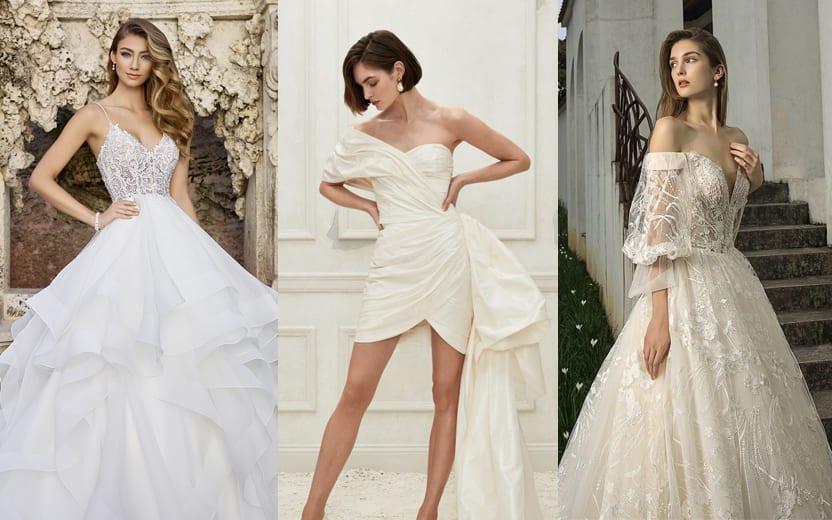 Confira sete modelos e ideias que vão bombar nos casamentos esse ano. Há um vestido de noiva de 2020 perfeito para você e sua festa