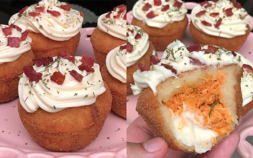 O passo a passo do cupcake de coxinha foi compartilhado na página do Facebook Receitas Simples e Gostosas e caiu no gosto popular