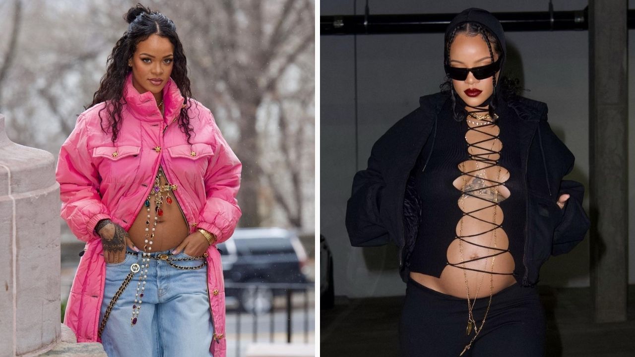 Ao longo da gestação, Rihanna vem exibindo looks maravilhosos e cheios de personalidade com a barriguinha de fora