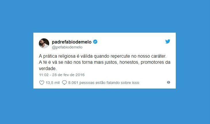 mensagem do Padre Fábio de Melo no Twitter