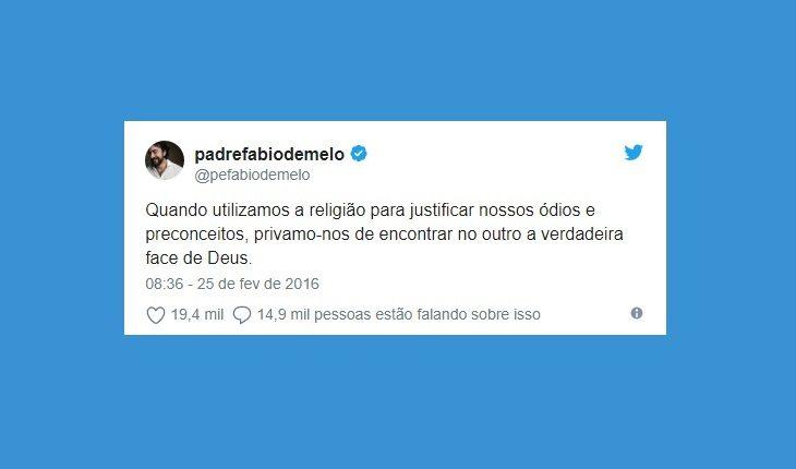 mensagem do Padre Fábio de Melo no Twitter