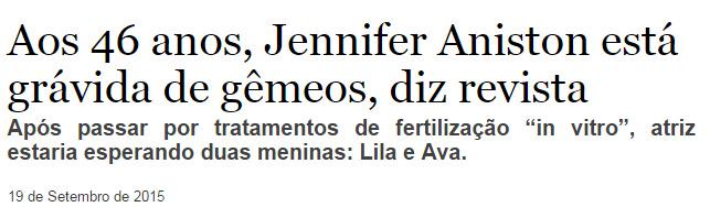 Boato de gravidez Jennifer Aniston