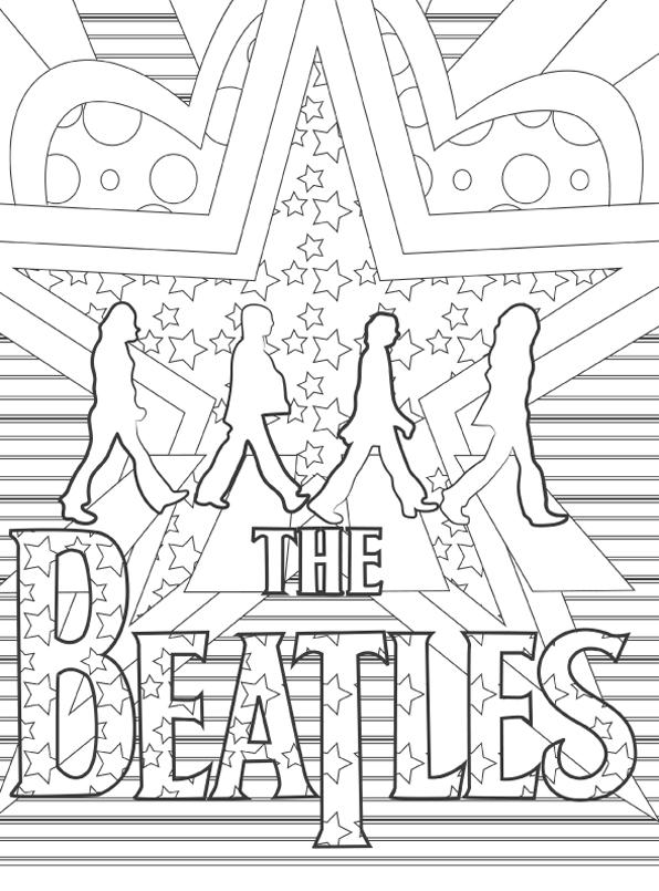 Pôster dos Beatles para colorir - arteterapia