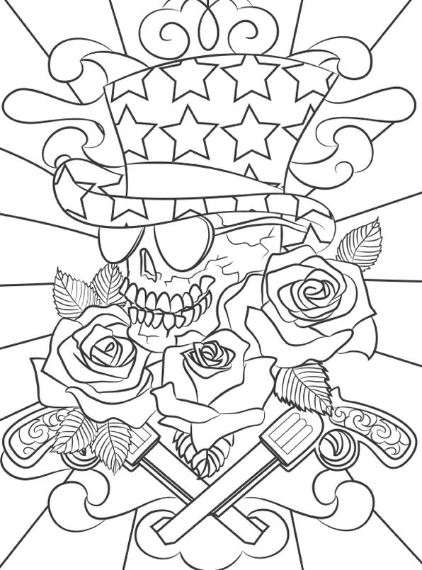 Pôster Guns n' Roses para colorir - arteterapia
