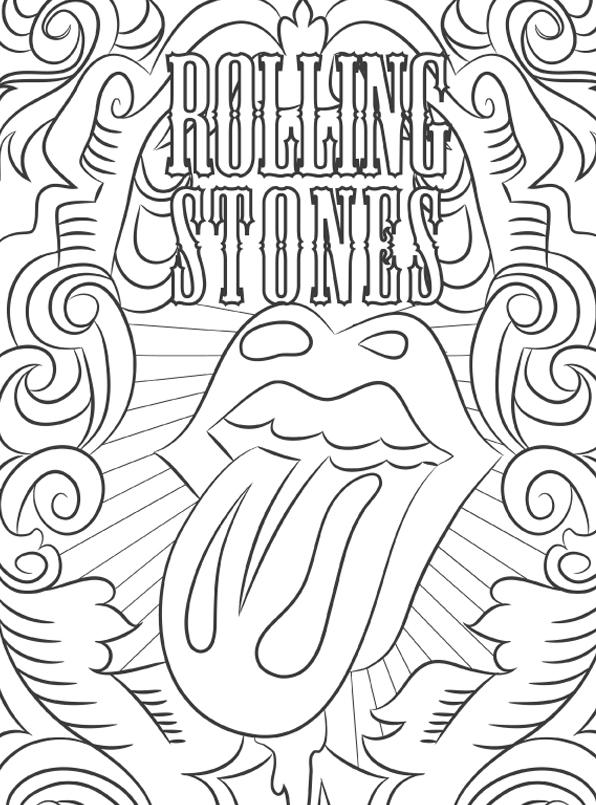 Pôster Rolling Stones para colorir - arteterapia