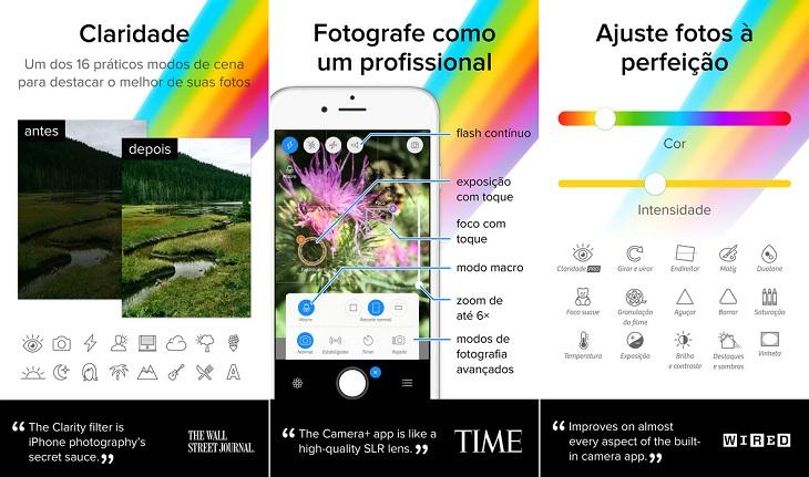print de tela smartphone apple aplicativos para editar fotografias camera+
