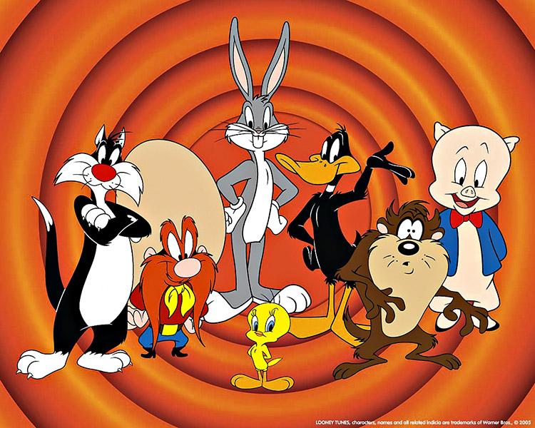 os personagens do Looney Tunes, frajola, pernalonga, piu piu, taz, patolino e gaguinho