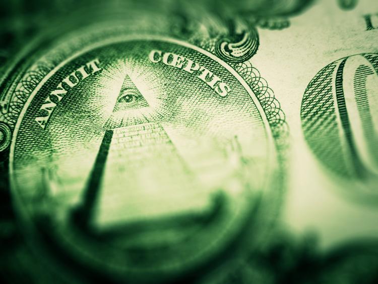 Dinheiro, nota, dólar, pirâmide