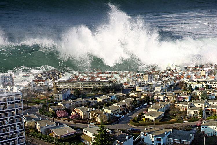 tsunami, onda, desastre, mar