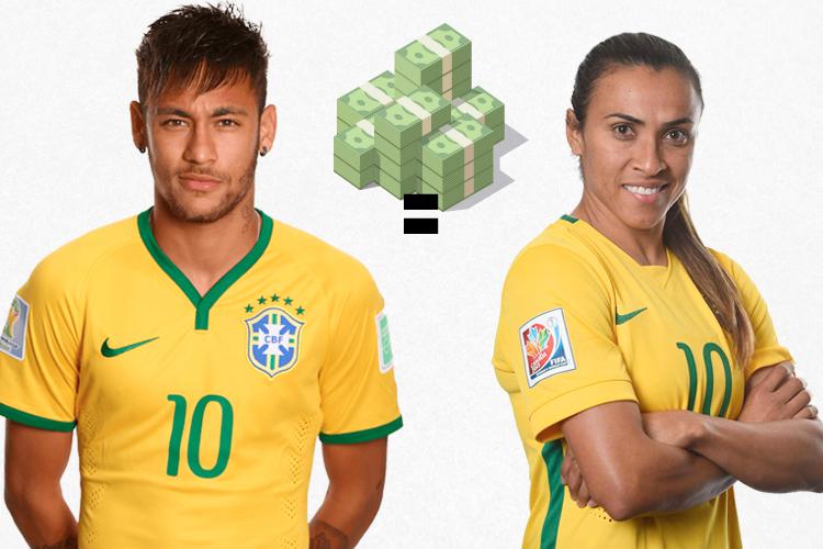 Os Jogadores Marta e Neymar com o mesmo salário