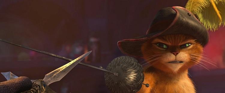 o gato de Botas com espada e chapéu