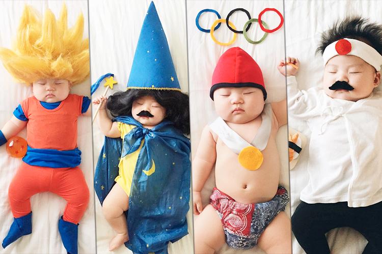 Bebê fica famoso na web por "cosplays" enquanto dorme!
