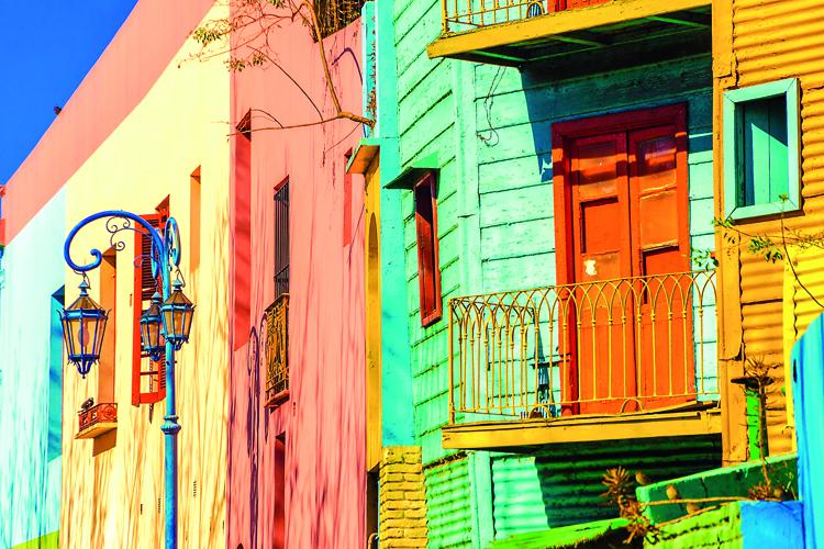 As cores brilhantes do Caminito em Buenos Aires