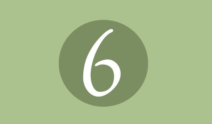 Ilustração com o número 6 na cor verde
