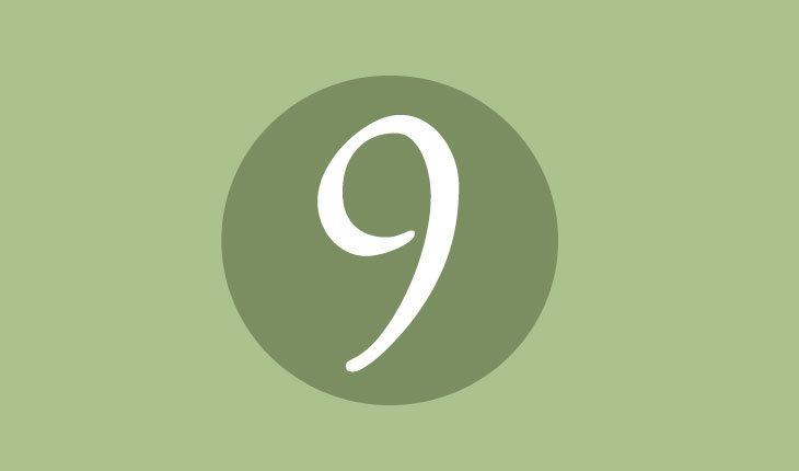 Ilustração com o número 9 na cor verde