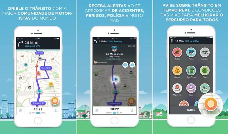 print de tela de um smartphone da apple aplicativo waze gps aplicativos para ajudar no transito e localização de endereços iPad útil