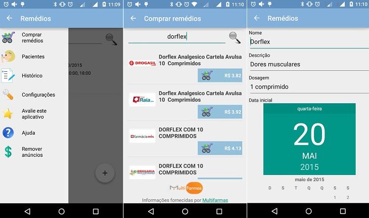 print de tela smartphone android aplicativos controlar a saúde hora do remédio