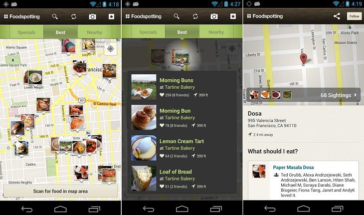 print de tela smartphone android aplicativos para viagem foodspotting