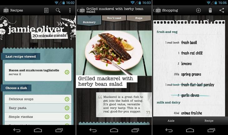 print de tela smartphone aplicativos aprender novas receitas 20 minutes meals jamie oliver