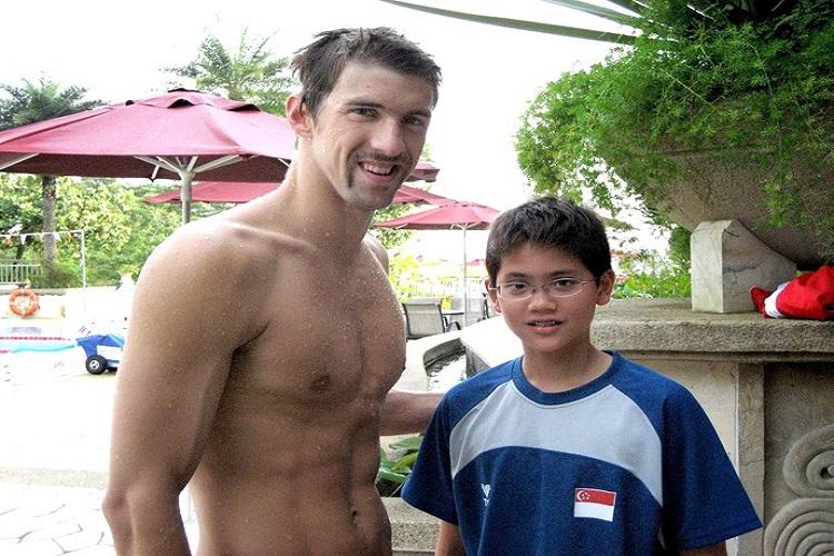 Michael Phelps e Joseph ainda criança
