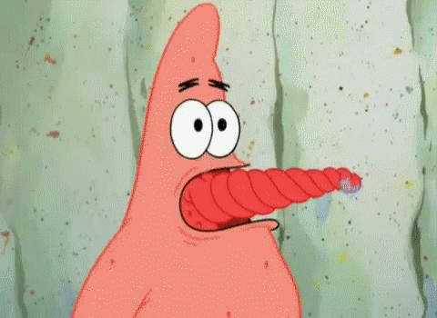 Patrick com a língua enrolada