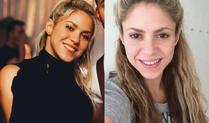 Shakira com e sem maquiagem