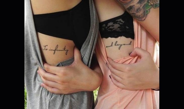 Frases que representam o amor entre irmãs tatuadas na costela