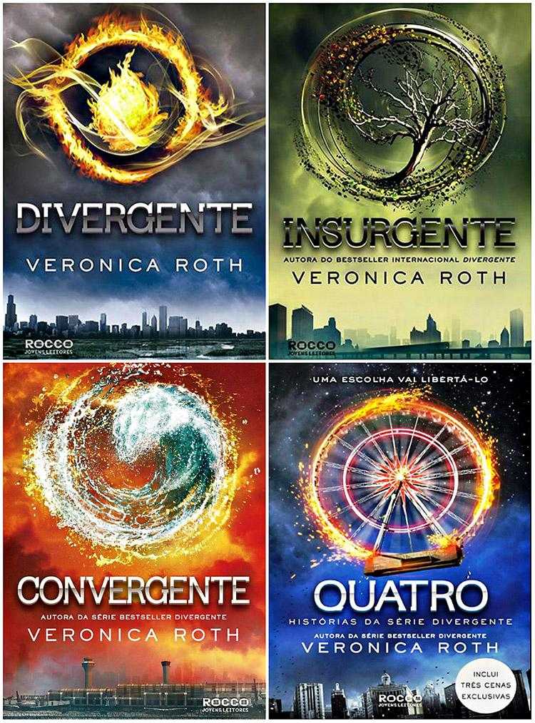 Capas das sagas de livros Divergente