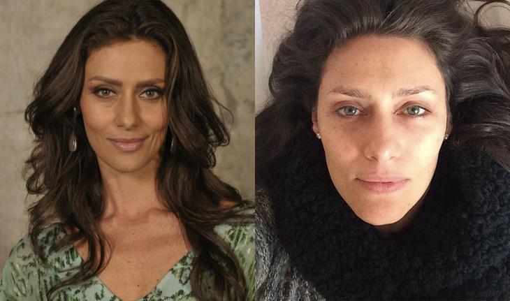 Maria Fernanda Cândido com e sem maquiagem