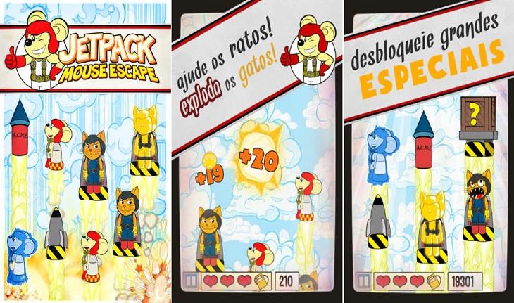 print de tela celular smarpthone sistema android jogos clássicos para crianças aplicativo jetpack mouse escape