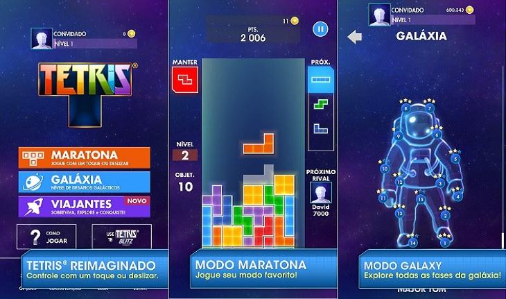 print de tela celular smarpthone sistema android jogos clássicos para crianças aplicativo tetris
