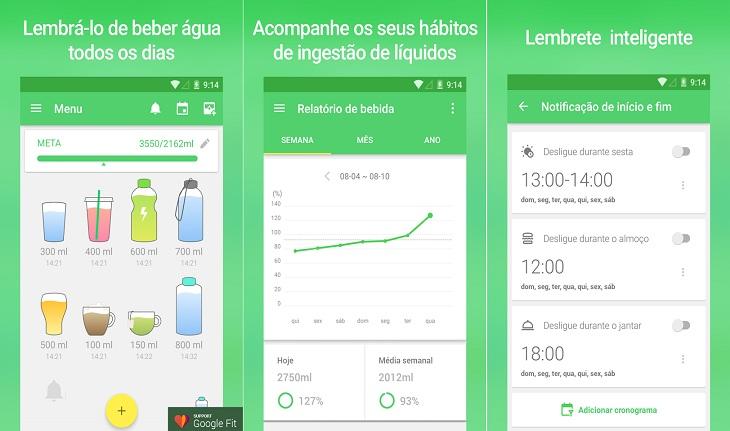 print de tela smartphone aplicativos para cuidar da saúde beba água