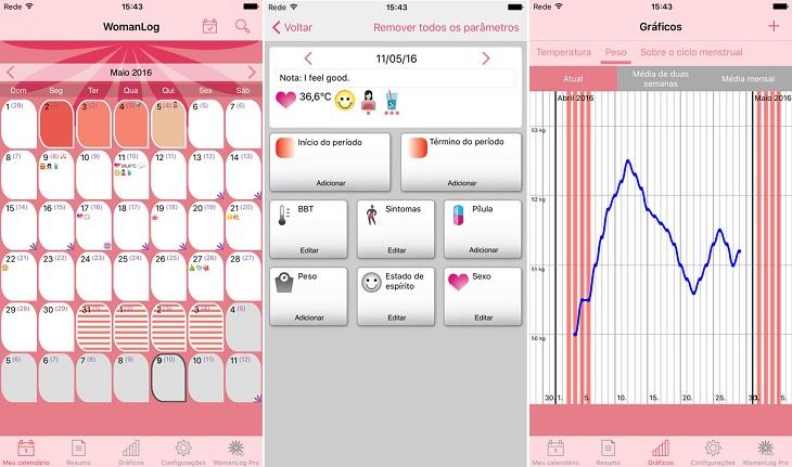 print de tela smartphone aplicativos para cuidar da saúde womanlog