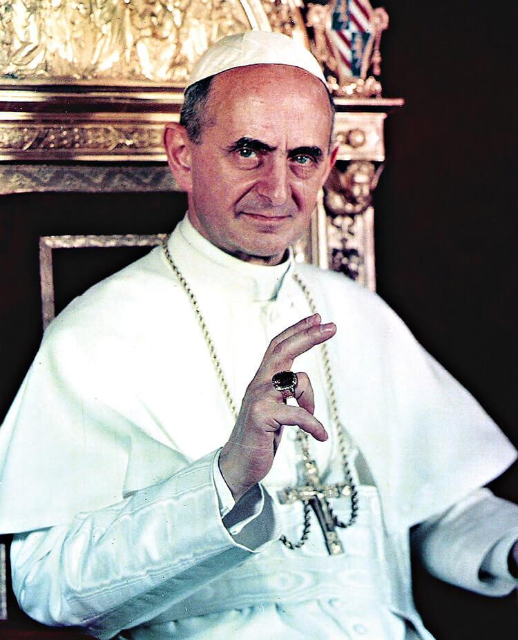 Paulo VI, papa, roupa branca, dois dedos levantados