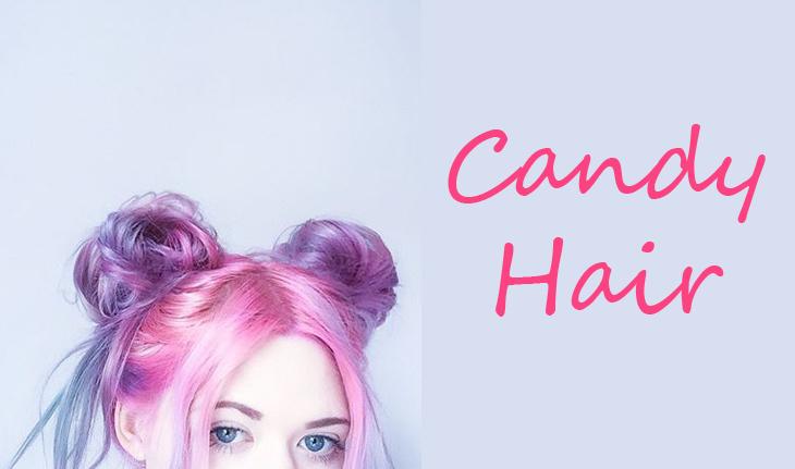 capa da seção Candy Hair com uma foto de um candy hair nas cores rosa e lilás