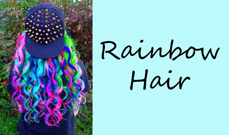 capa da seção Rainbow Hair com foto de cabelo cacheado nas cores verde, rosa, azul e roxo