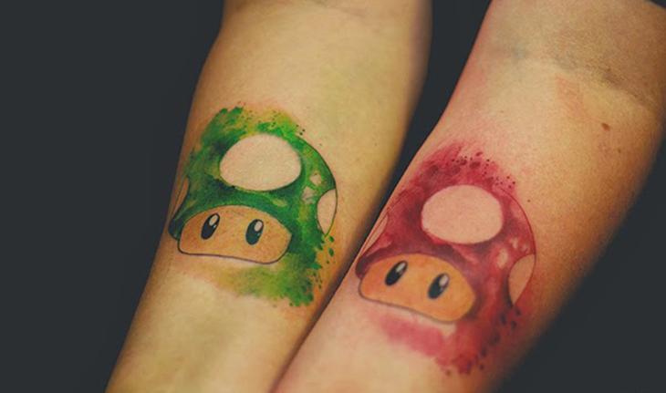 tatuagem aquarela de cogumelo
