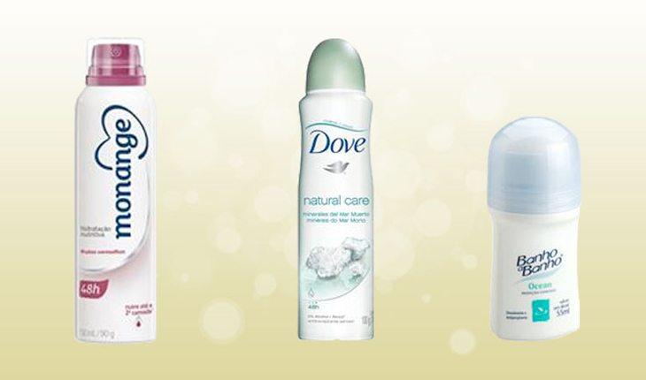 Na foto há três tipos de desodorante