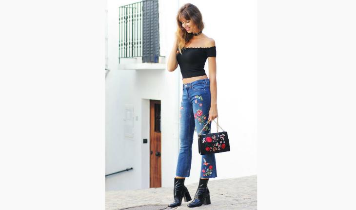 modelos de jeans cropped flare com bordado pinterest