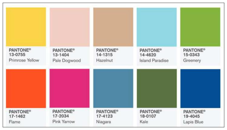Pantone paleta de cores primavera 2017
