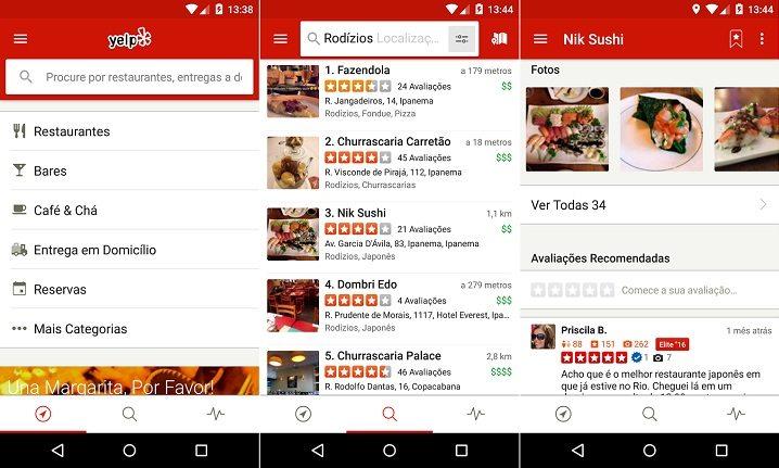 print de tela aplicativo yelp aplicativos para encontrar restaurantes