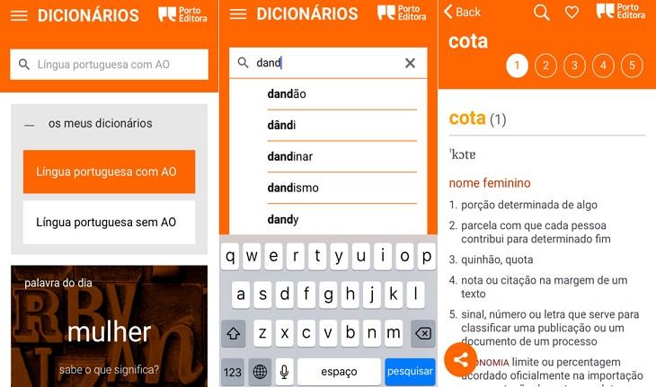 print de tela smartphone apple aplicativos organizar estudos dicionario lingua portuguesa