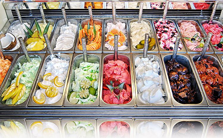 variedade de sorvetes 