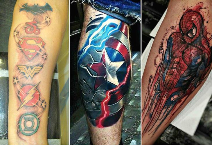 Tatuagens geek super heróis marvel e DC